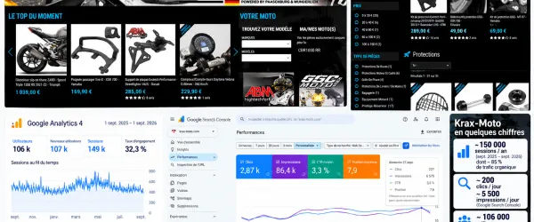 Site e-commerce spécialisé moto — actifs numériques et référencement historique